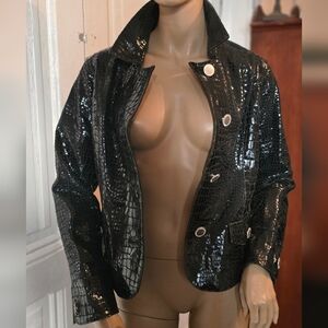 Berek Lamb Leather Croc-Textured Blazer